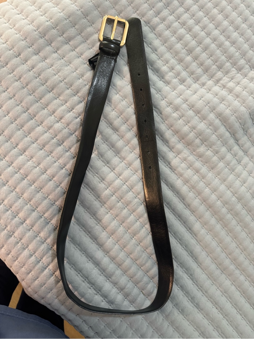 Zara black leather belt with gold buckle